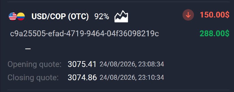 🔥AVIATOR CHANNEL🔥: 📊 USD/COP (OTC) 🕘 2 MINUTES 💵 Use 150 from balance ➡️ CLICK HERE AND REGISTER✅ TRADE CLOSED IN PROFIT!💵 BALANCE: $356,70