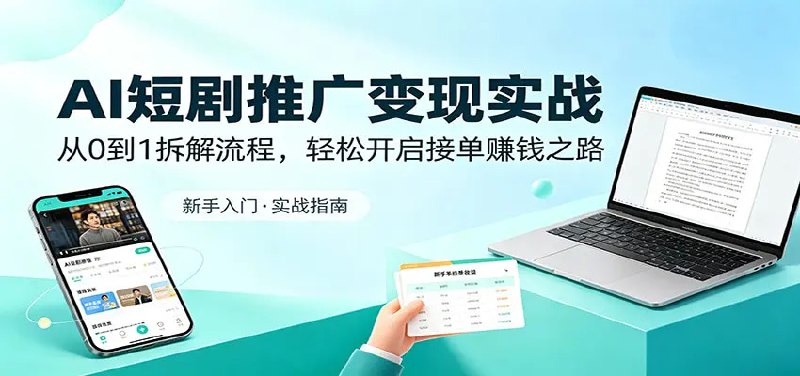 📌 #奇技淫巧  | 活动线报 · 返佣平台✍️ 《AI短剧推广变现实战 从0到1拆解流程 轻松开启接单赚钱之路》📖 项目介绍