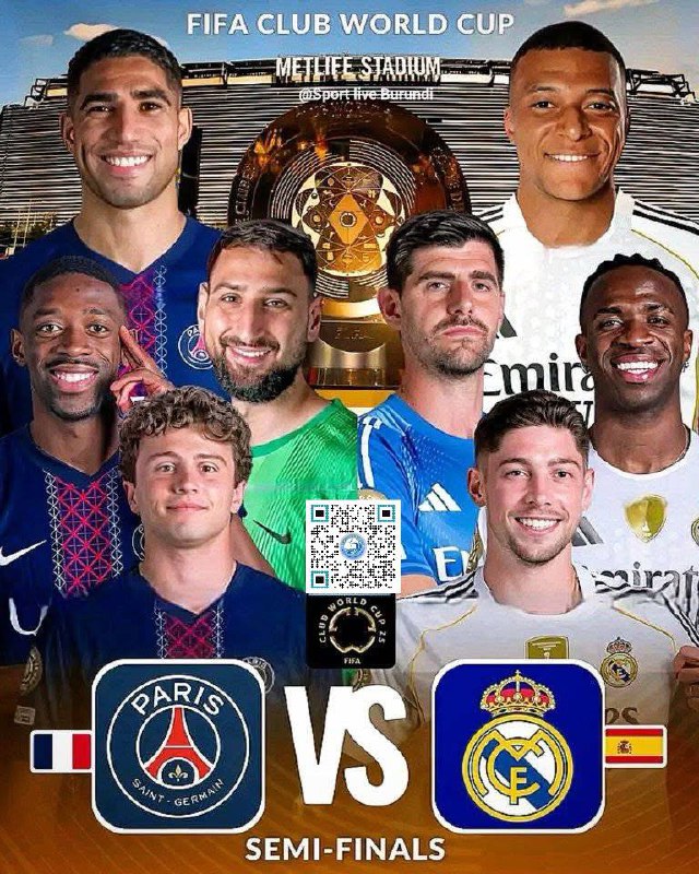 PSG 🆚 Real Madrid 🗓️ Wednesday, 09 July, 2025⏰ GMT - 19:00 | BST - 20:00 🏆 FIFA Club World Cup - Quarter-finals🏟️ MetLife Stadium, East Rutherford, New Jersey, United States