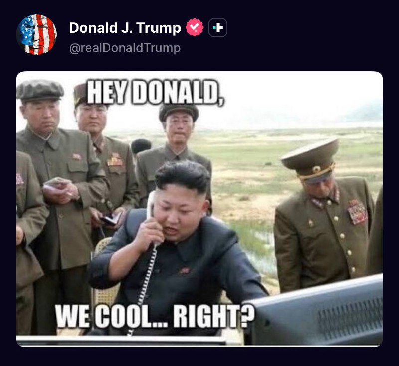 ️🇺🇸🇰🇵 נשיא ארה"ב טראמפ באמצעות TruthSocial: