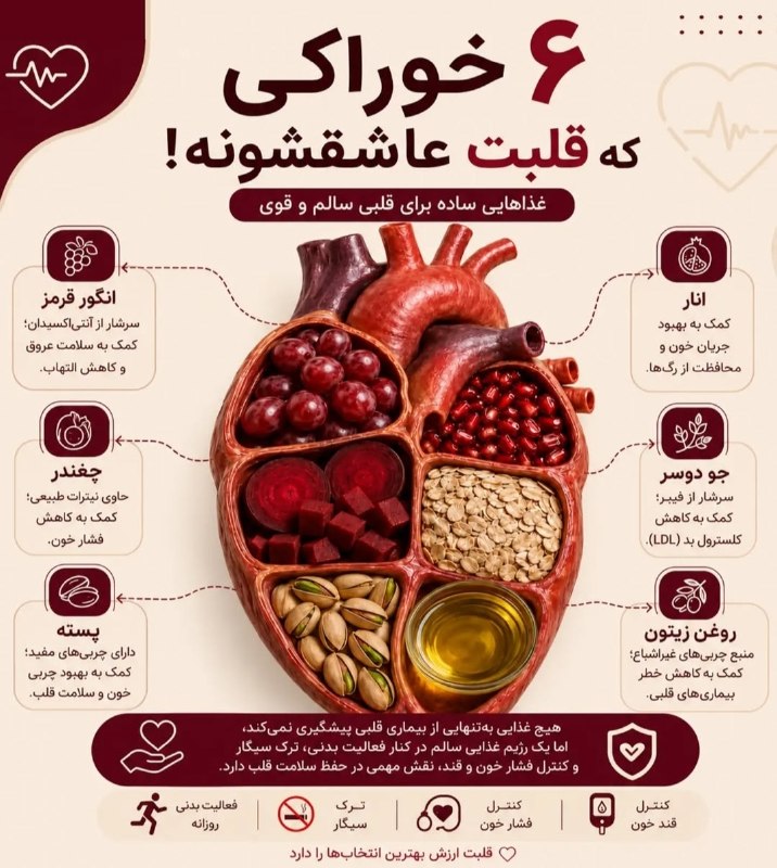 مجله تن سالم وطب سنتی: 6 خوراکی که قلبت عاشقشونه❤️
