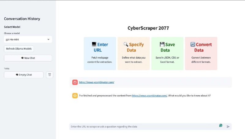 🍭 #数据提取 #爬虫工具🏵 CyberScraper 2077 - AI驱动数据提取🍥 简介
