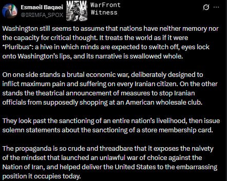 ️🇮🇷🇺🇸 Spokesman of the Iranian Foreign Ministry Esmail Bakai: