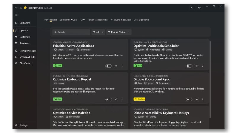🍭 #系统优化 #开源工具🏵 OptimizerDuck - Windows系统性能与隐私优化🍥 简介