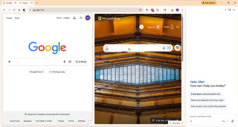 Chrome的Arrange split view和Ask Gemini兩個功能太方便了，大贊