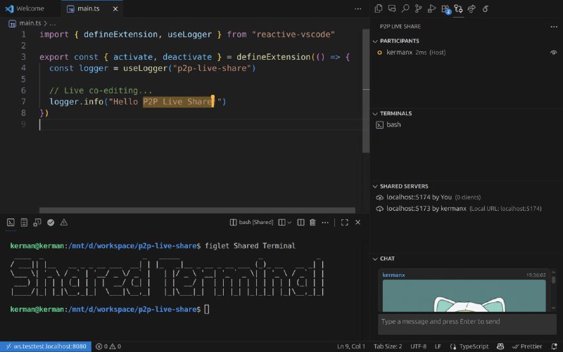 🍭 #VSCode扩展 #实时协作 #开源 #P2P🏵 P2P Live Share - 点对点实时协作🍥 简介
