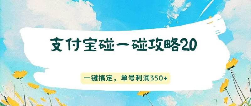 📌 #奇技淫巧 ✍️ 《支付宝碰一碰攻略2.0 一键搞定 单号利润350+》📖 项目介绍
