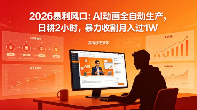 📌 #短视频 ✍️ 《2026暴利风口 AI动画全自动生产 日耕2小时 暴力收割月入过1W》📖 项目介绍