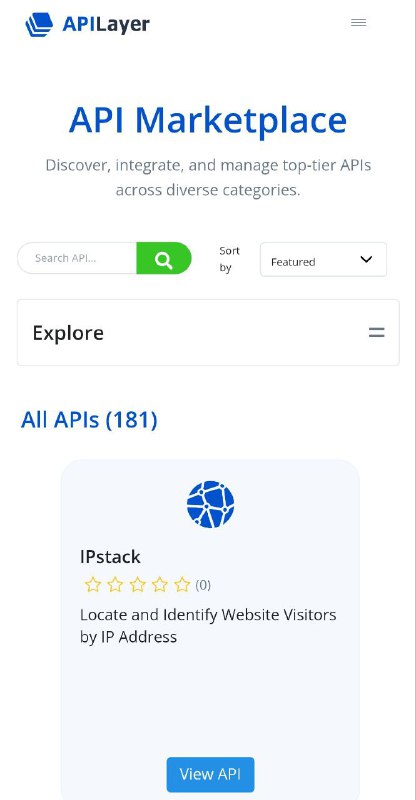 📱 APILayer-API市场一个API市场，提供多种高性能的API供开发者使用