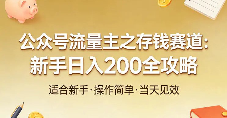 📌 #公众号 ✍️ 《公众号流量主之存钱赛道 贴合当下需求 适合新手 一天收益2张》💡 项目介绍