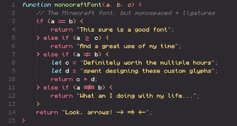 🍭 #字体工具 #编程辅助🏵 Monocraft - Minecraft风格编程字体🍥 简介