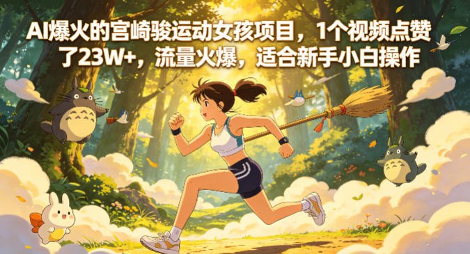 📌 #短视频 ✍️ 《AI爆火的宫崎骏运动女孩项目 1个视频点赞了23W+ 流量火爆》📖 项目介绍
