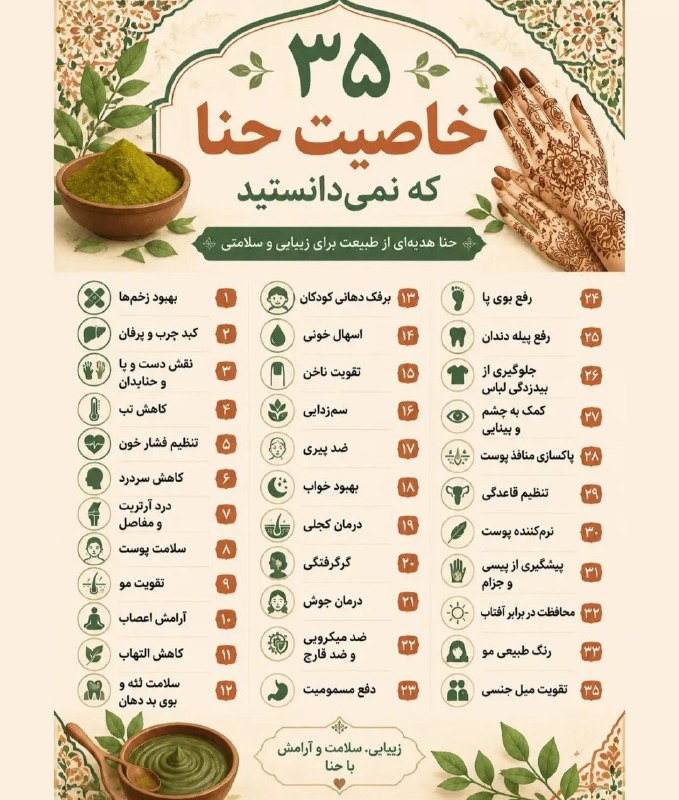 بهداشت: 35 خاصیت حنا@just_ladies