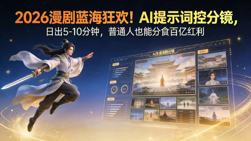 📌 #短视频 ✍️ 《2026漫剧红利 AI提示词控分镜 普通人也能轻松月入过万》📖 项目介绍
