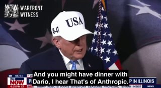 ️🇺🇸🇨🇳 ארה"ב הנשיא טראמפ על פגישתו עם מנכ"ל אנתרופי דריו אמודי והדיון שלו על AI עם נשיא סין שי: