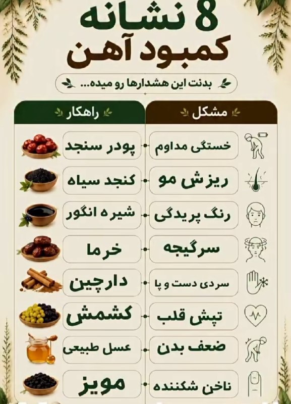 پزشك سلامت 💚: 8 تا نشونه کمبود آهنکانال پزشک سلامت ↯https://t.me/+kwd_6ZXBwZM5NjI8