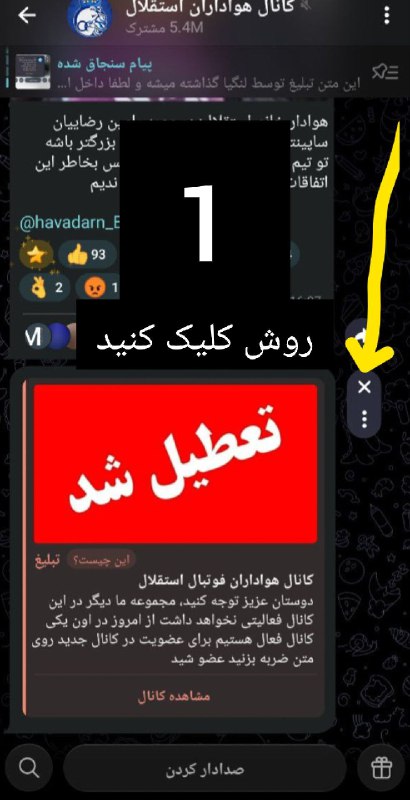 کانال هواداران ارتش آبی استقلال: 🚨 تبلیغ که توسط تلگرام گذاشته می شود مالکش و ادمیناش لنگی هستند هر کجا این تبلیغ دیدید طبق عکس بالا ریپورت و گزارش بدهید