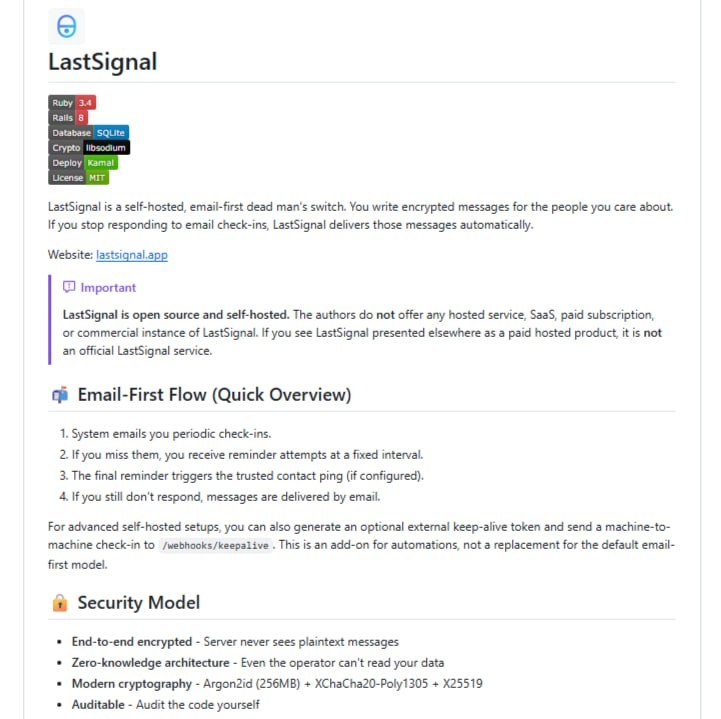 🍭 #安全工具 #自动化应用🏵 LastSignal - 自动化加密信息离线触发系统🍥 简介