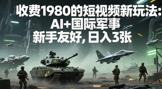 📌 #短视频✍️  《外面收费1980的短视频新玩法 AI+国际军事 新手友好》💡  项目介绍