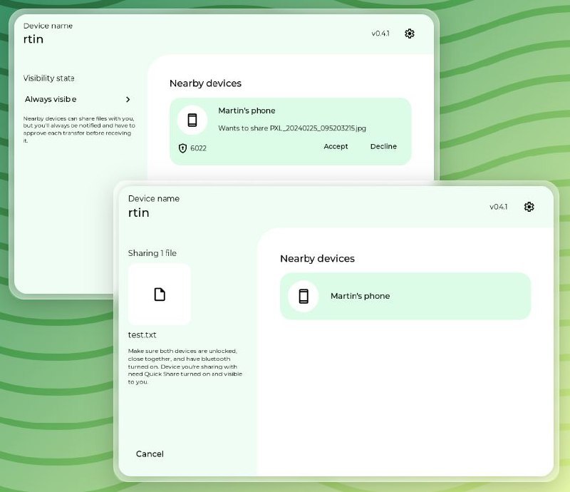 📁 rquickshare - Linux/macOS 文件传输工具▎软件平台