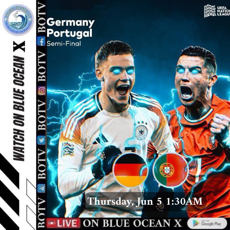 UEFA Nations LeagueSemi-Final Germany vs Portugal1:30 AM 5-6-25 AU: OPTUS SPORTS 1 မှာလဲဝင်ရောက်ကြည့်ရူ့နိူင်ပါသည်။