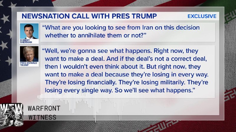 ️🇺🇸🇮🇷 NewsNation reporter Robert Sherman on President Trump's comments about the "annihilation" of Iran: