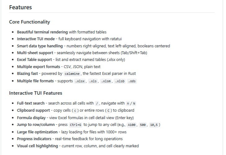 🍭  #Excel工具 #命令行工具🏵  Xleak - 快速交互式Excel查看器🍥 简介