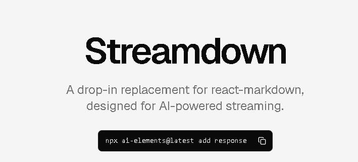 🍭  #Markdown解析 #前端组件🏵  Streamdown - 实时流式Markdown渲染🍥 简介