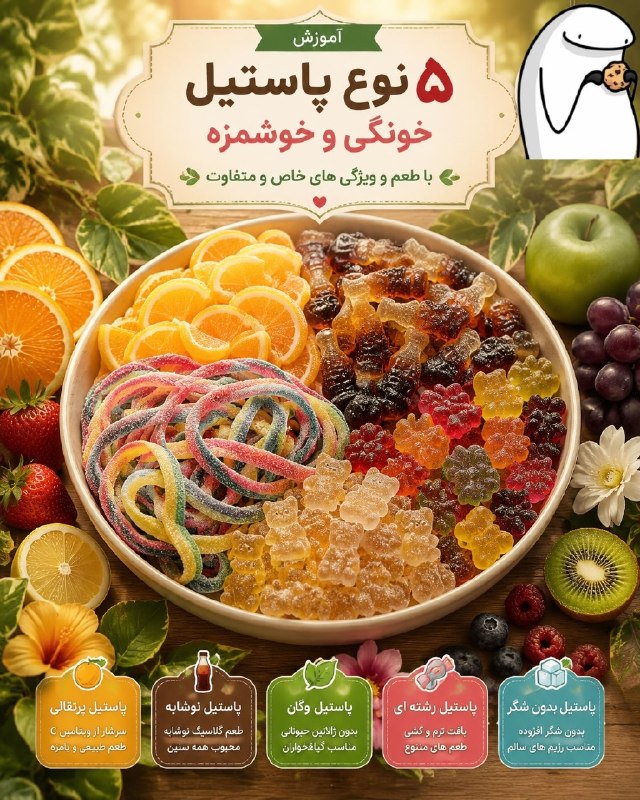 🌺 زن امروزی 🌺: ۵ نوع پاستیل خونگی و خوشمزه😋🍬 پاستیل نوشابه🚫🍬 پاستیل بدون شکر🍊 پاستیل پرتقالی🌱 پاستیل وگان🍡 پاستیل رشتهای💞 @TodayW0man👸