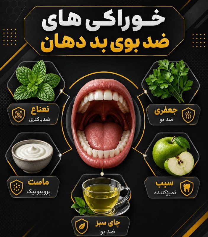 کانال سلامت🔖: ☑️خوراکی های ضد بوی بد دهان💊 @dr_salamati_ir