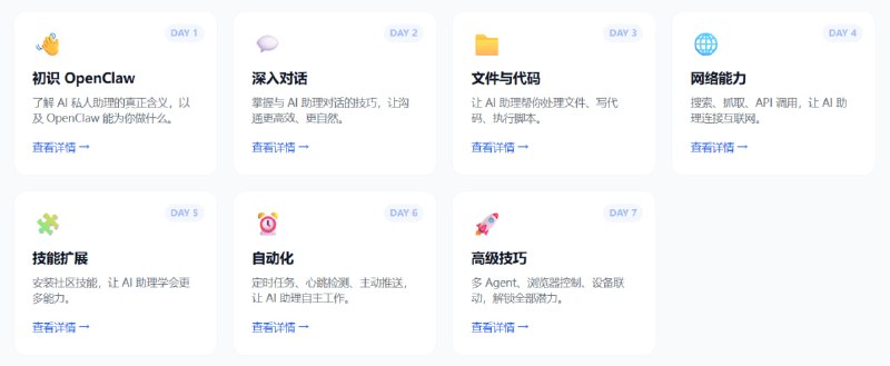 🆔  网站名称：OpenClaw 101⭐  网站功能：OpenClaw教程📁  网站简介：一款OpenClaw教程，提供了详细的安装、配置和技能扩展教程，可以通过逐步学习，掌握 OpenClaw 的全部功能
