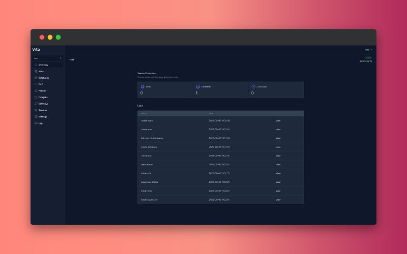 🗣  赚钱项目  👈🏵  #程序 |  VitoDeploy - 部署和管理PHP应用服务器🍥 简介