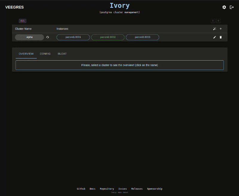 🍭 #数据库工具 #开源项目 #可视化工具🏵 Ivory - Postgres集群可视化管理🍥 简介