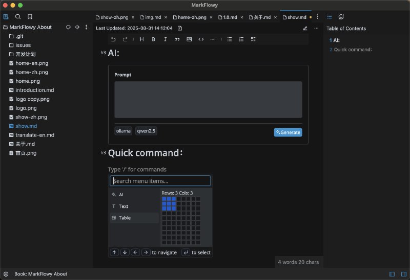🍭  #Markdown编辑器 #跨平台工具🏵  MarkFlowy - 轻量级智能Markdown编辑🍥 简介