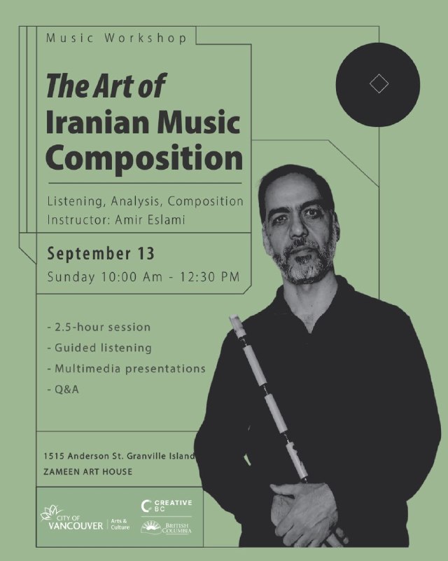 Amir Eslami Official Telegram Channel: The Art of Iranian Music CompositionListening, Analysis & CompositionThis introductory workshop offers a preview of an u