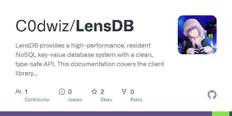 🍭 #内存数据库 #NoSQL🏵 LensDB - 高性能内存键值NoSQL数据库🍥 简介