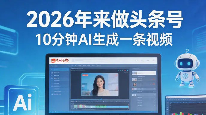 📌 #今日头条 ✍️ 《2026年来做头条号 10分钟AI生成一条视频 矩阵日入多张》💡 项目介绍