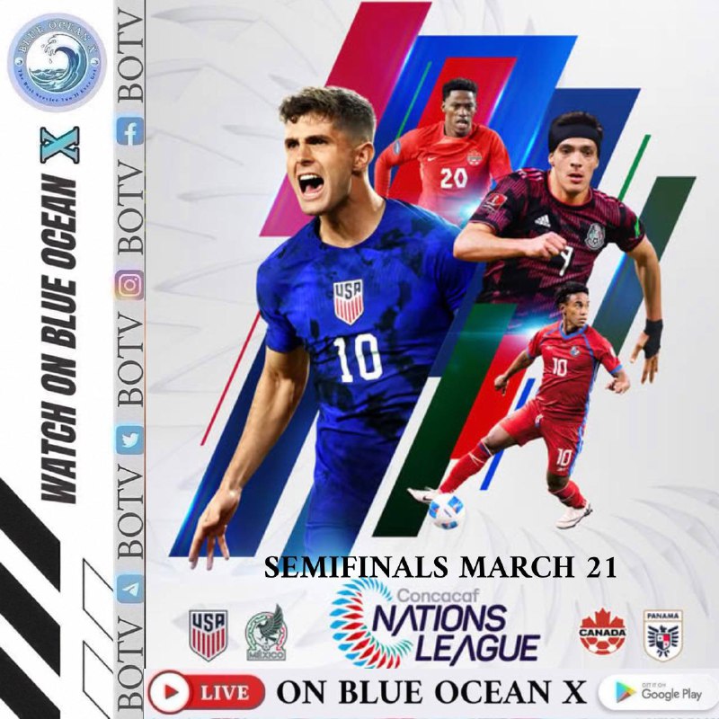 Concacaf Nations League Semi-final ပွဲစဉ်များ (၂၁ ရက်၊ မတ်လ ၂၀၂၅)ပွဲစဉ် ၁: Canada vs. Mexicoမြန်မာစံတော်ချိန်: မနက် ၇:၀၀ပွဲစဉ် ၂: USA vs. Panamaမြန်မာစံတော်ချိန်: မနက် ၁၀:၃၀