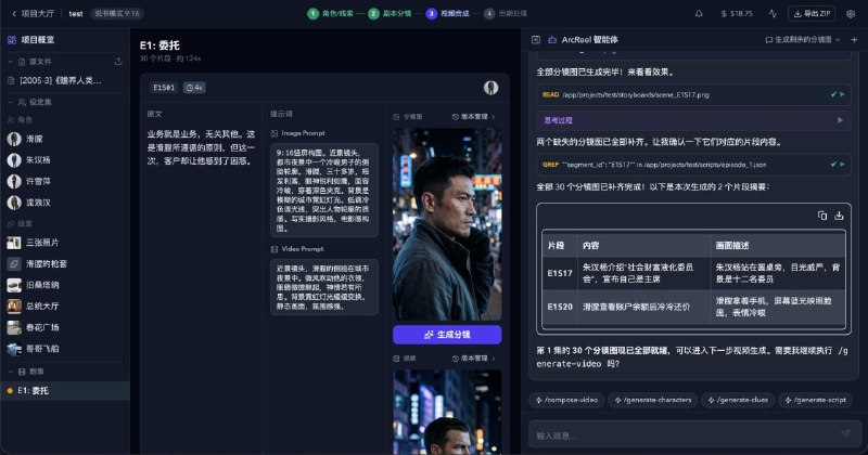 #AI #短视频 ArcReel 开源 AI 视频生成工作台，可将小说自动转换为短视频，支持角色提取、剧本生成、分镜图制作、视频生成和最终剪辑等完整流程，基于 AI Agent 多智能体架构运行，支持 Gemini、OpenAI、Grok、Vidu、火山引擎等多个模型，可统一管理图像、视频和文本生成任务，支持角色一致性、线索追踪、版本回滚、成本统计以及剪映草稿导出等功能，提供 Web 界面，免费开源，支持 Docker 部署