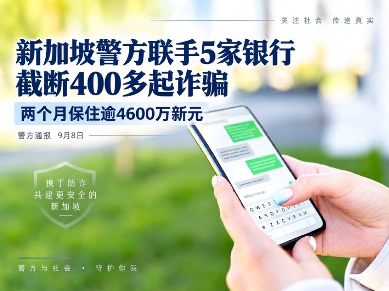 新加坡大事件：新加坡警方联手5家银行硬截诈骗转账 两个月保住逾4600万新元 9月配图