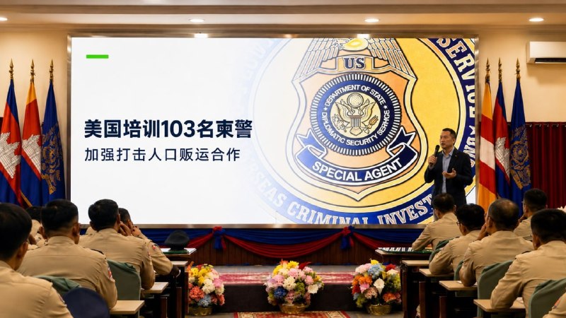 金边大事件：美国培训103名柬埔寨警察 强化人口贩运案件调查能力 美国国务院外交配图