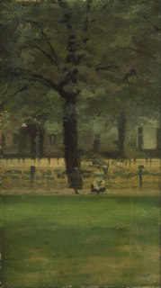 🎨 The Lady's Mile, Kensington Gardens, c. 1900by Paul Fordyce Maitland 🏴󠁧󠁢󠁥󠁮󠁧󠁿Oil on panel. 22.9 x 12.7 cm.Yale Center for British Art, USAAbout the artwork:In this painting, Maitland likely captures a scene from Kensington Gardens, one of London’s famous 