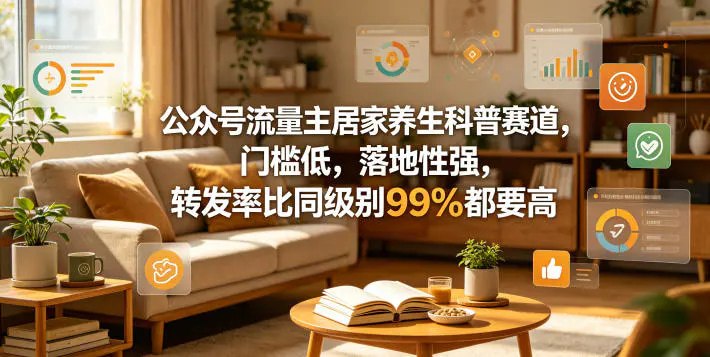 📌 #公众号  | 活动线报 · 返佣平台✍️ 《公众号流量主居家养生科普赛道 门槛低 落地性强 转发率比同级别99％都要高》📖 项目介绍