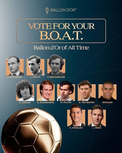 🚨🏆 𝗢𝗙𝗙𝗜𝗖𝗜𝗔𝗟: The Ballon d'Or website has confirmed that the new 'Ballon d'Or of All Time' (B.O.A.T.) award is not the new Ballon d'Or award.