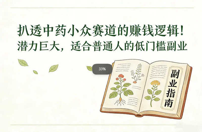 ✍️  《扒透中药小众赛道的賺米逻辑 潜力巨大 适合普通人的低门槛副业》💡  项目介绍